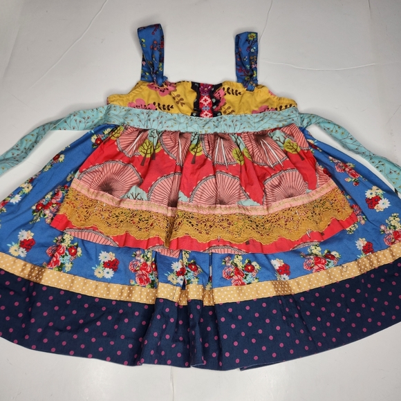 Matilda Jane Girls Size 2 Barn Party Apron Knot Dress Secret Fields Cottage Boho - Picture 2 of 6